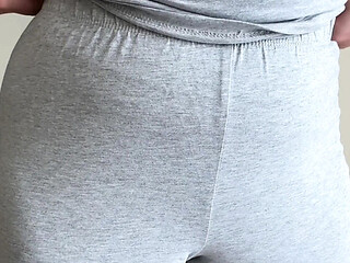 Emma Voyeur Touches Her Crotch in Grey Pyjama Pants