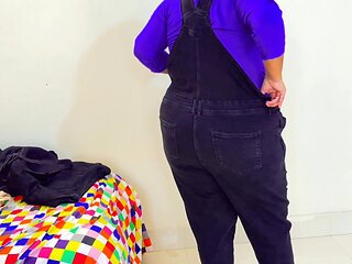 Wearing bra, panty and uniform before going to college