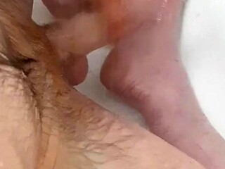 Teen GF jerks off in the shower
