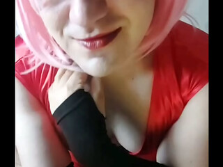 Red Long Dressed Pretty White Femboy
