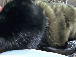 Fur Surprise POV &ndash_ Deepthroat, Leather Gloves, Spit and Cum Licking