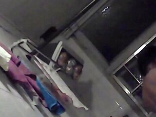 Uniformed Chinese girl caught taking a shower being spied on