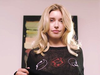 Oiled blonde goddess Freya Mayer invites you to her holes