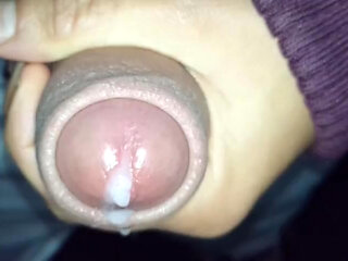 Slow Motion Thick Cum Leaking Out of Uncut Cock