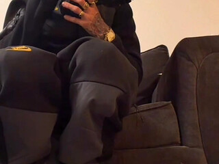 Solo big cock mask wank