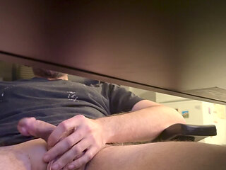 Jerking and flapping my soft cock to semi erect pt1