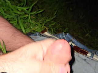 Risky public jerk by the river