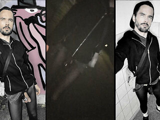 Walking through the city in see-through leggings (Bulge Meggings)