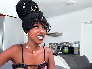 Petite ebony teen on first time casting