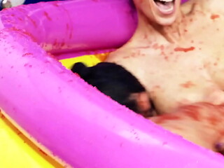 Romana Ryder And Tammie Lee Rub Their Naked Bodies Together In A Jam Bath