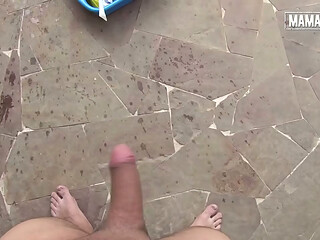 Curvy Latina Handjob Turns Into a Balls Deep Throat Fucking on Her Knees