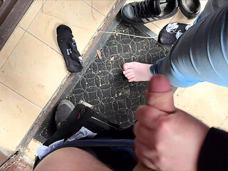 Sexy German MILF Gets Milked Hard in Basement - Foot Worship & Cum on Feet