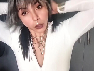 White Outfit Smqoking Instructions - Topless Tease