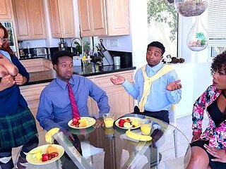 Ebony stepdad gangbang with black cocks