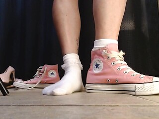 White Ruffled Socks Pink Converse Sneakers Tease