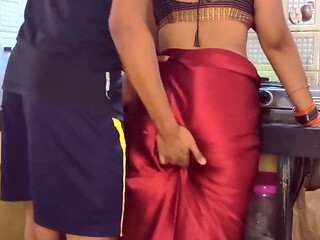Desi aunty in kitchen our husband talking sex then cumshot in kitchen