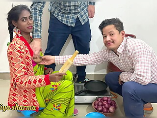 First time sex with bhabhi in kitchen with two dever'_s threesome sex
