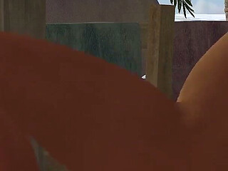 Exotic Girl rides on top a thick fat cock in a Caribbean resort - 3D Porn