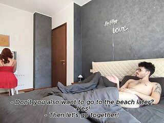 POV Fucking My Slutty Redhead Stepmom in Bed - Creampie & Doggy Style (Eng Sub)