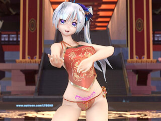 [mmd] Guanghui-daxi Red Gudou Hanfu Open Thong White Tiger Pussy Open Breasts Succubus Pattern