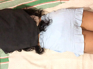 Young Hijabi Girl's Private Moment on Bed - Webcam Capture