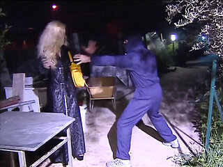 Blonde MILF with Big Tits Fucked Hard on Sofa by Masked Man - Homemade HD