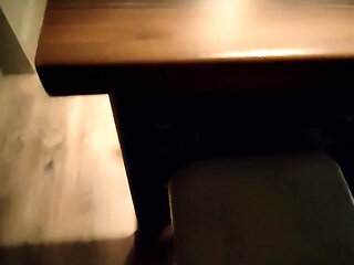 Small Penis Comes on Bar Stool in Condom