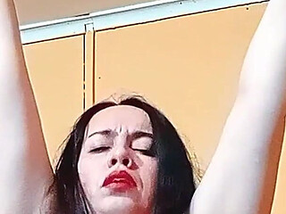 Amateur Bondage - Gentle Whipping, Tickling, and an Intense Session on the Face with Arms Tied to the Ceiling.