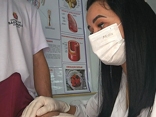 Student nurse gets a surprise visit from the campus nurse who discovers