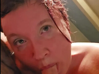 Horny wife gives mind-blowing deepthroat and takes a huge load in missionary