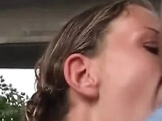 Sexy German blonde teen rides huge cock in public - Kahti Parker