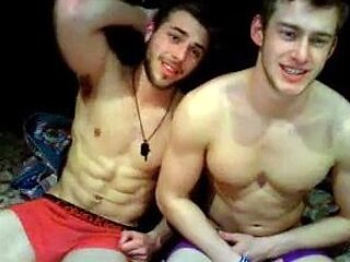 Tattooed muscled gay hunk takes dick up his ass hole