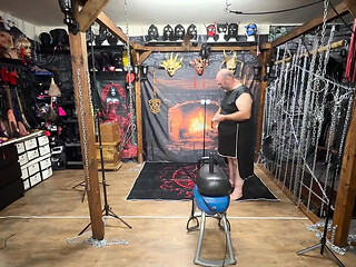 Part 1: Kitty is chained up in the BDSM dungeon while Lanista Bear tests a