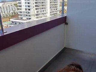 Sneaky Balcony Blowjob