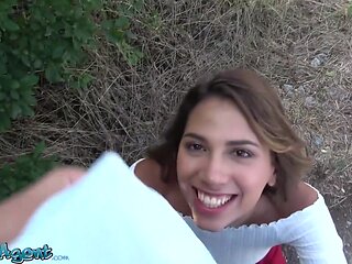 Sexy And Cute Spanish Teen 18+ With Consummate Constricted Natural Body Flashes In Public In Advance Of Taking A Large Schlong