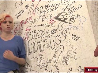 Tranny Aubrey Kate facefucks and pussy bangs Kristy Snow
