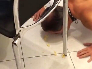 Lunch Humiliation Submissive Slave Eats off Floor