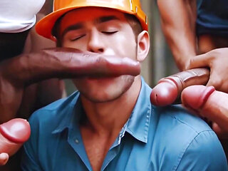 Construction Workers Give a Young Apprentice a Nice Penis Beating in the Face