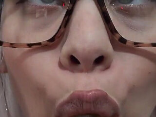 My Stepsister in a Cosplay Outfit Makes a Face Fetish, Ahegao Faces and Silly Faces While Sucking a Dildo and