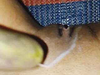 Bangladeshi girl fuking her tight pussy with begun brinjal.