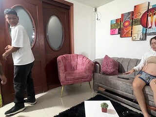 I Fuck My Cuckolded Best Friend's Pregnant Girlfriend While He's Lounging on the Couch and End up Cumming in Her Ass.