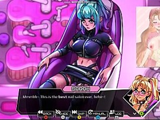 Hentai Game Fucks Succubus Nurse VTuber Cumming to Third Crisis Neon Nights Lesbian Massage Chair Public Masturbation