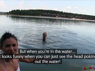Girlfriends XXX - Petite Keira & Michelle Get Wet Outdoors for a Shaven Pussy Licking & Sneaky Lesbian Escapade