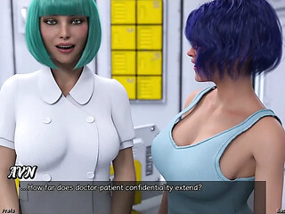 Stranded in space with hot blue-haired MILF craving a thrilling threesome