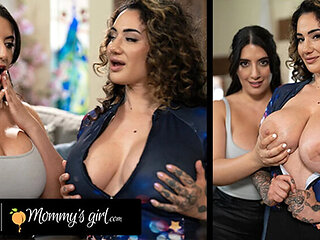 Hot MILF Arabelle Raphael Fingers Sarah Arabic's Big Natural Tits in Steamy Lesbian Bike Sex