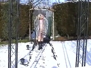 Naked Blonde Girl Outdoors on a Snowy Day