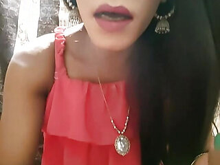 Indian crossdresser in pink dress