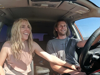Sexy Blonde Swallows Cum After Road Head
