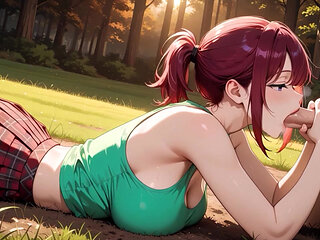 Horny Redhead Woods Deepthroat to Thick Cum Overflow