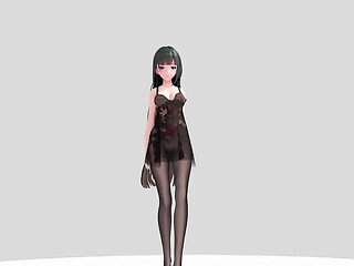 Honkai Impact Raiden Mei Strip Dance Show Hentai R18 MMD 3D Soft Dark Green Hair (CLIP)